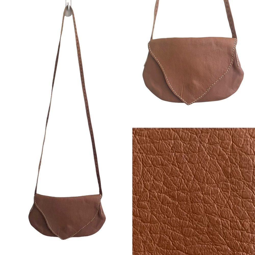 HANDMADE Boho Leather Crossbody Shoulder Purse Bag Cognac Brown